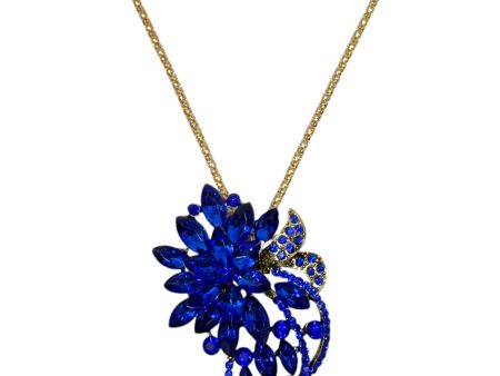 Blue Crystal Brooch Pendant Necklace By Betsey Johnson Online now