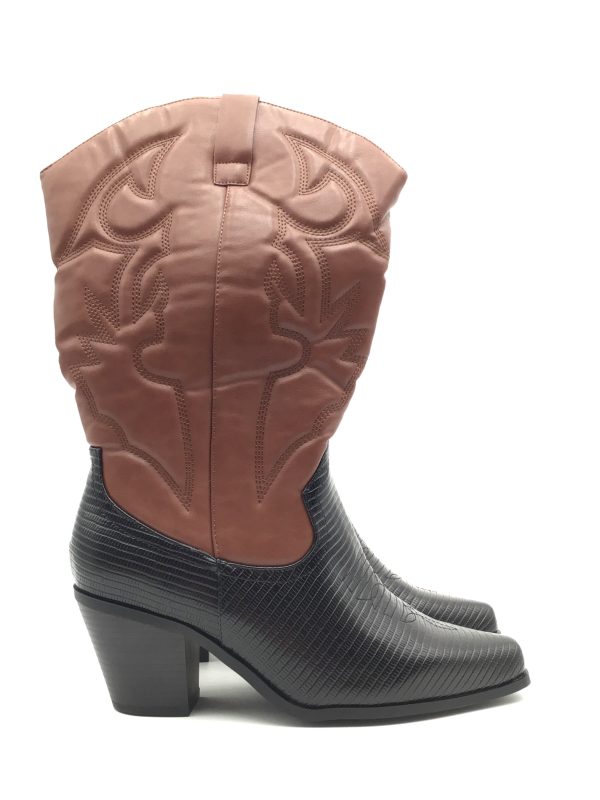 Boots Western By Just Fab In Black & Brown, Size: 8.5 For Sale