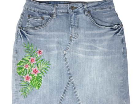 Floral Embroidered Denim Mini Skirt By Earl Jean In Floral Print, Size: 8 Cheap