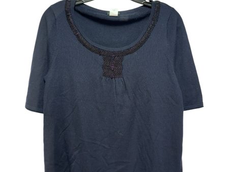 Beaded Merino Sweater Short Sleeve By J. Crew In Navy, Size: M Online Hot Sale