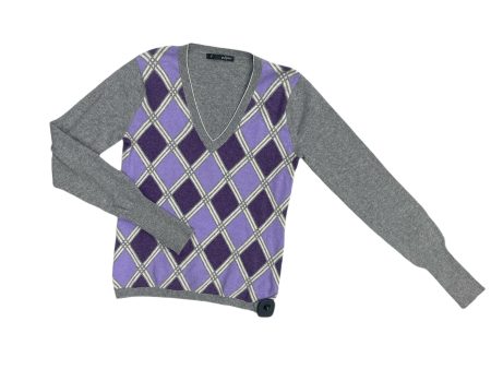 Sweater Cashmere By Pullplus In Grey & Purple Hot on Sale