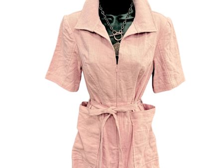 Zip Up Linen Romper By Du Paradis In Peach, Size: 2 For Sale