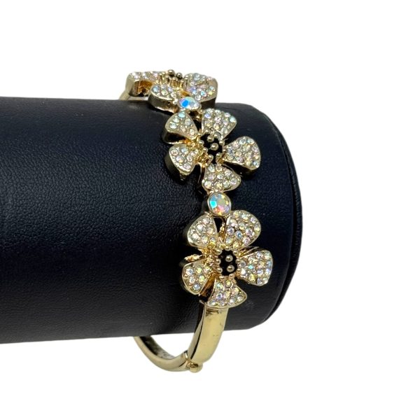 Crystal Flower Hinged Bangle Bracelet By Betsey Johnson Online