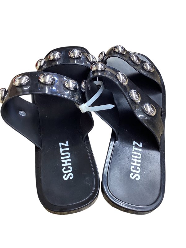 Sandals Flats By Clothes Mentor In Black & Silver, Size: 7 For Discount