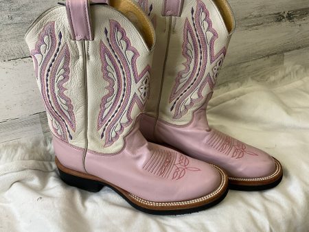 Boots Western By Justin In Pink, Size: 8.5 For Cheap