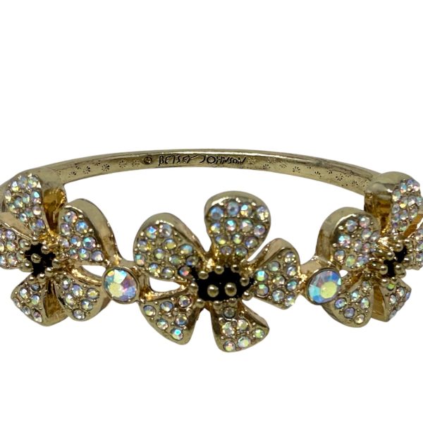 Crystal Flower Hinged Bangle Bracelet By Betsey Johnson Online